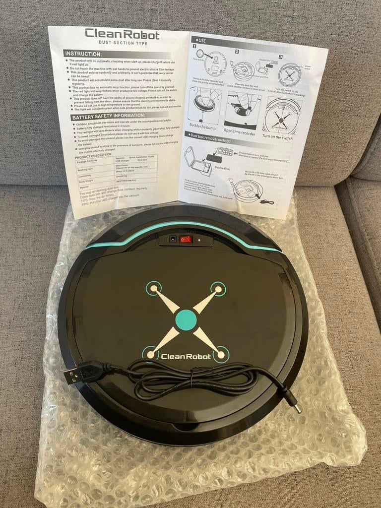 CleanRobot robotstofzuiger zwart - blauw  NIEUW, Ophalen of Verzenden
