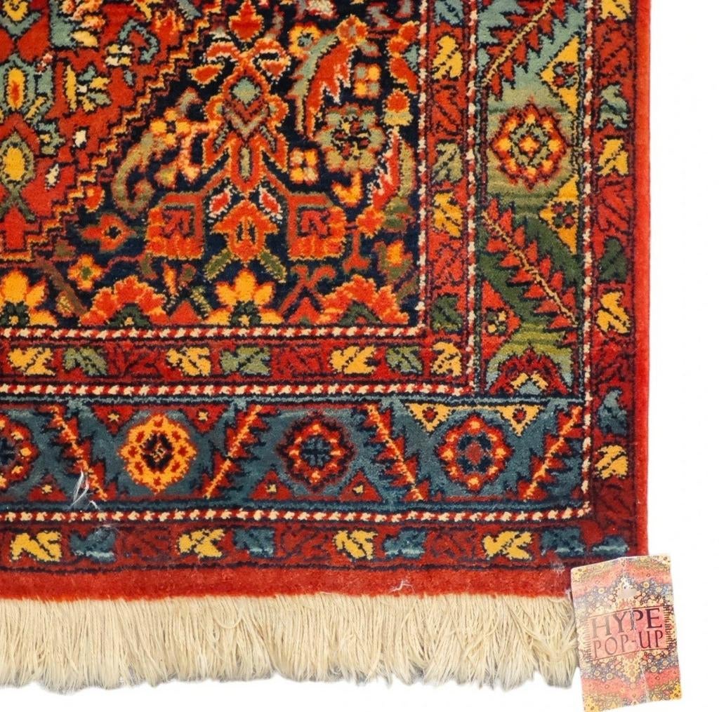 Vintage oosters wol Bidjar vloerkleed medallion 70x135cm, 100 tot 150 cm, Onbekend, Crème, Zo goed als nieuw