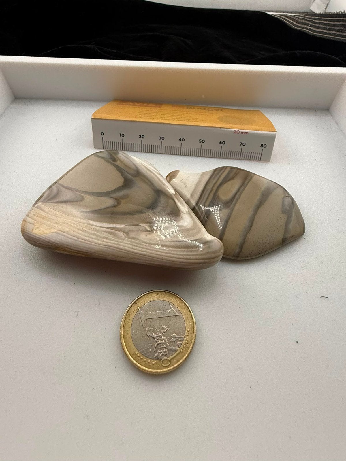 Gepolijste Gestreepte Poolse Vuursteen - N91, Verzamelen, Mineralen en Fossielen, Ophalen of Verzenden