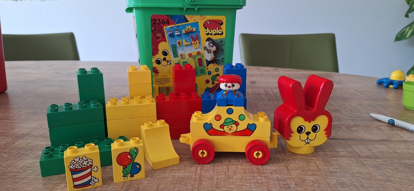 LEGO Duplo Opbergemmer Groen 2364 - 1 gele boog ontbreekt, Ophalen, Zo goed als nieuw