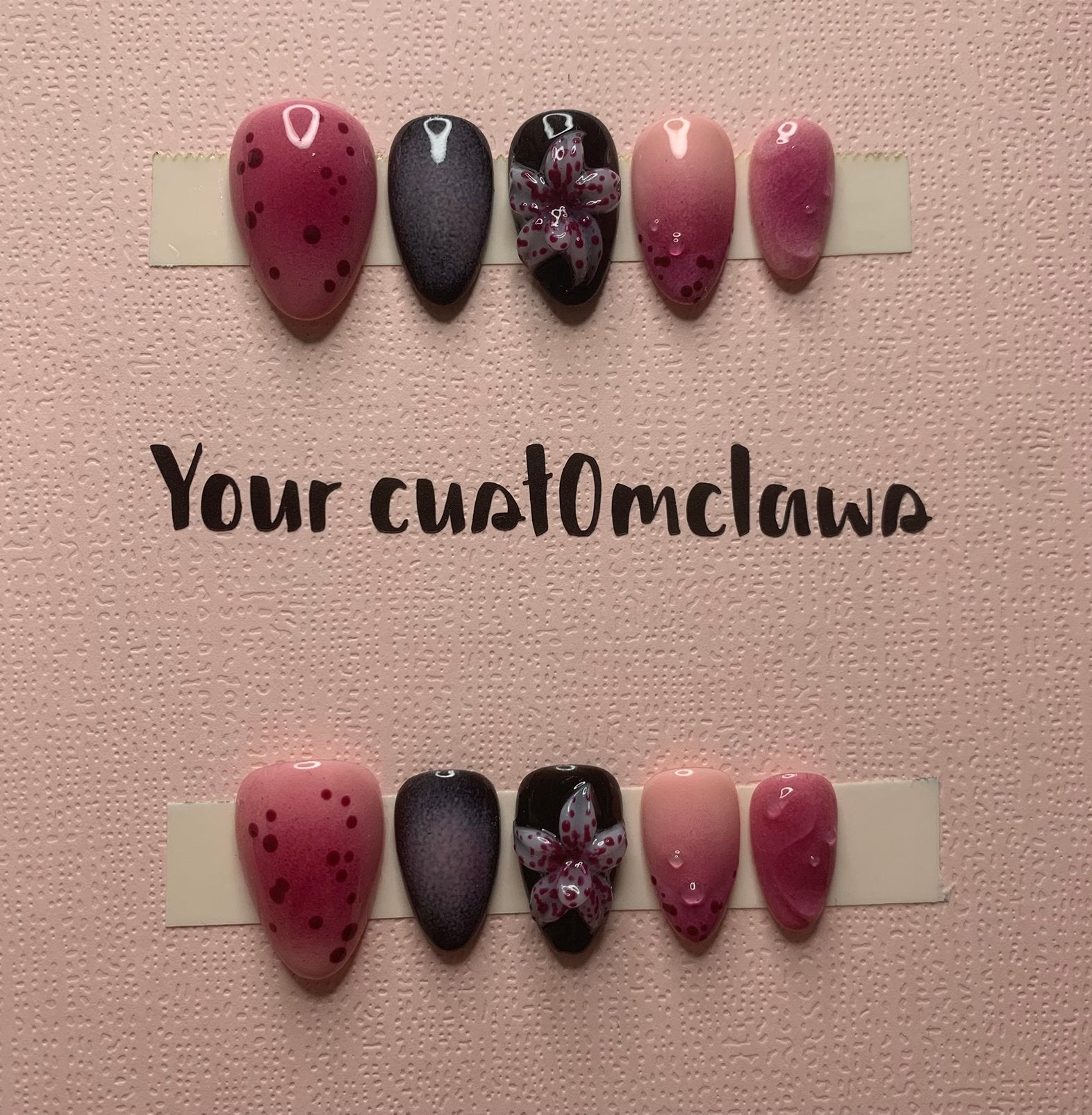 Pink and black 3d flower nails, Sieraden, Tassen en Uiterlijk, Overige kleuren, Nieuw, Ophalen of Verzenden, Handen en Nagels