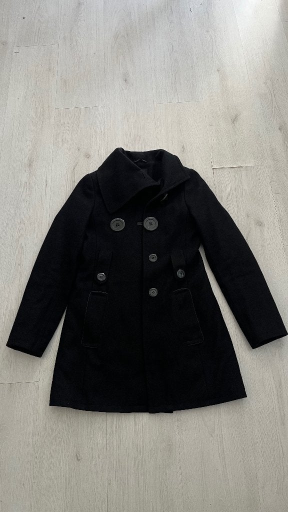 Mt 34 retro zwart jas Jack mantel winterjas, Ophalen of Verzenden, Zo goed als nieuw, Maat 34 (XS) of kleiner, Zwart