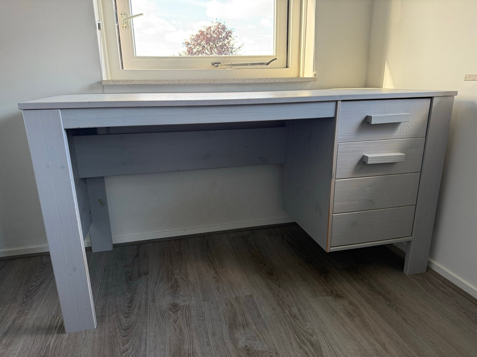 WOOOD Bureau Lichtgrijs met kastje en lade, Ophalen, Gebruikt, Grijs, 60 cm