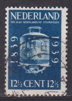 Nederland 1939 nr. 326 Spoorwegen 100 jr. Trein AMSTERDAM2, Verzenden, Gestempeld, Treinen