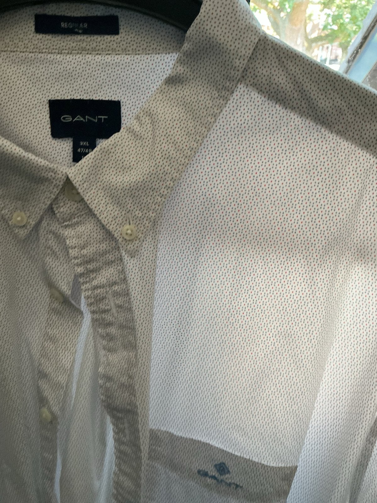GANT Heren overhemd - Wit met stippen - Maat 3XL zgan, Ophalen of Verzenden, Zo goed als nieuw, Wit, Overige halswijdtes