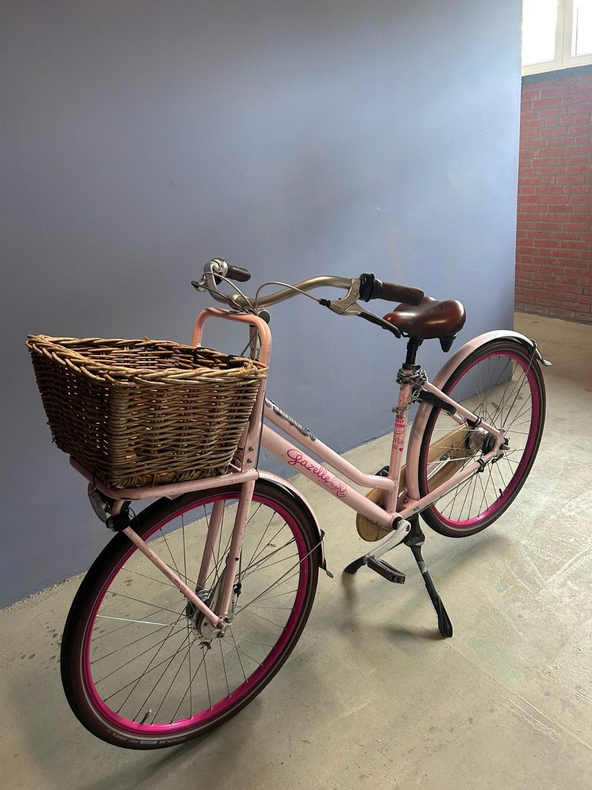 Roze Gazelle Miss Grace fiets met mand, Ophalen, Versnellingen, Gazelle, 53 tot 56 cm