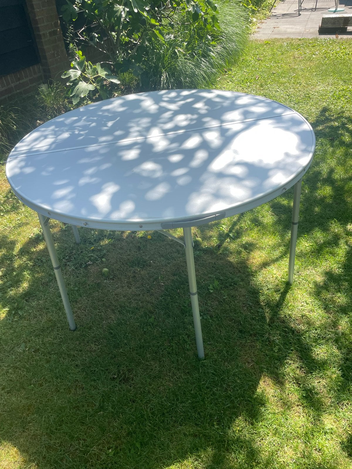 Ronde Campingtafel 120/80 - Opvouwbaar en Compact, Ophalen of Verzenden, Gebruikt, Campingtafel