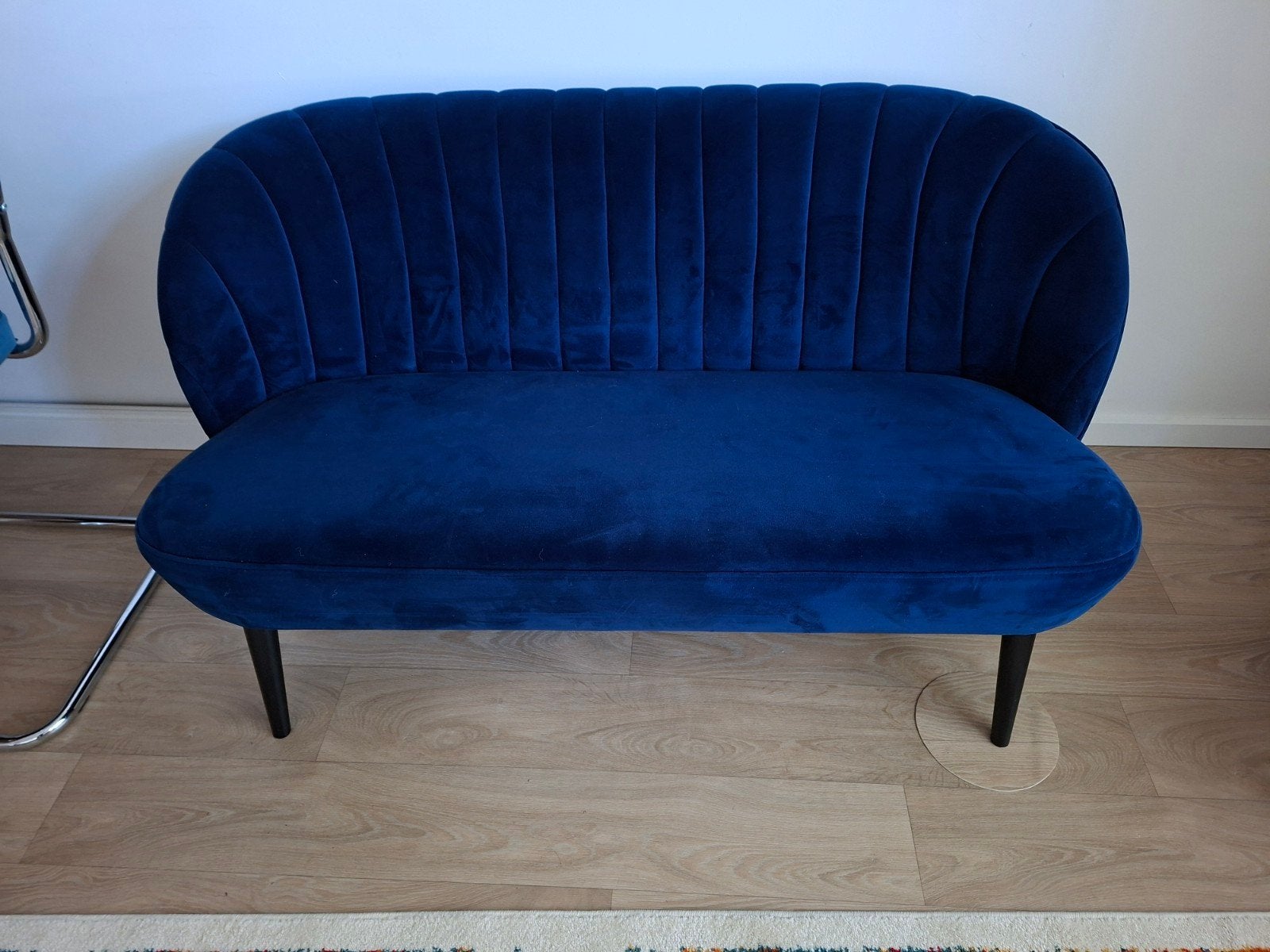 blauw fluwelen bankje, Huis en Inrichting, Ophalen, Gebruikt, Retro-chique, Tweepersoons