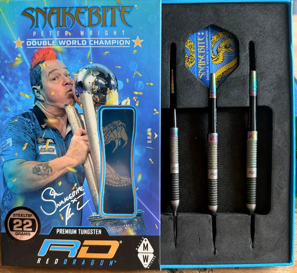 Peter Wright Snakebite world champion  Darts - 22 gram, Sport en Fitness, Darts, Ophalen of Verzenden, Gebruikt, Pijlen