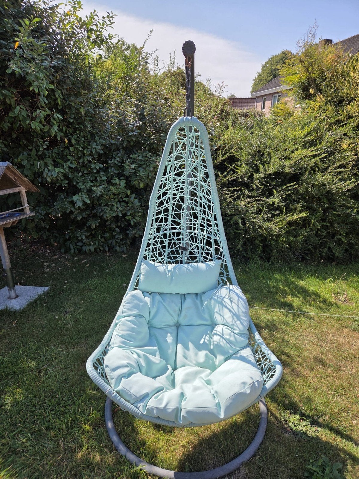Hangstoel Intratuin mintgroen met standaard en kussens, Ophalen, Gebruikt