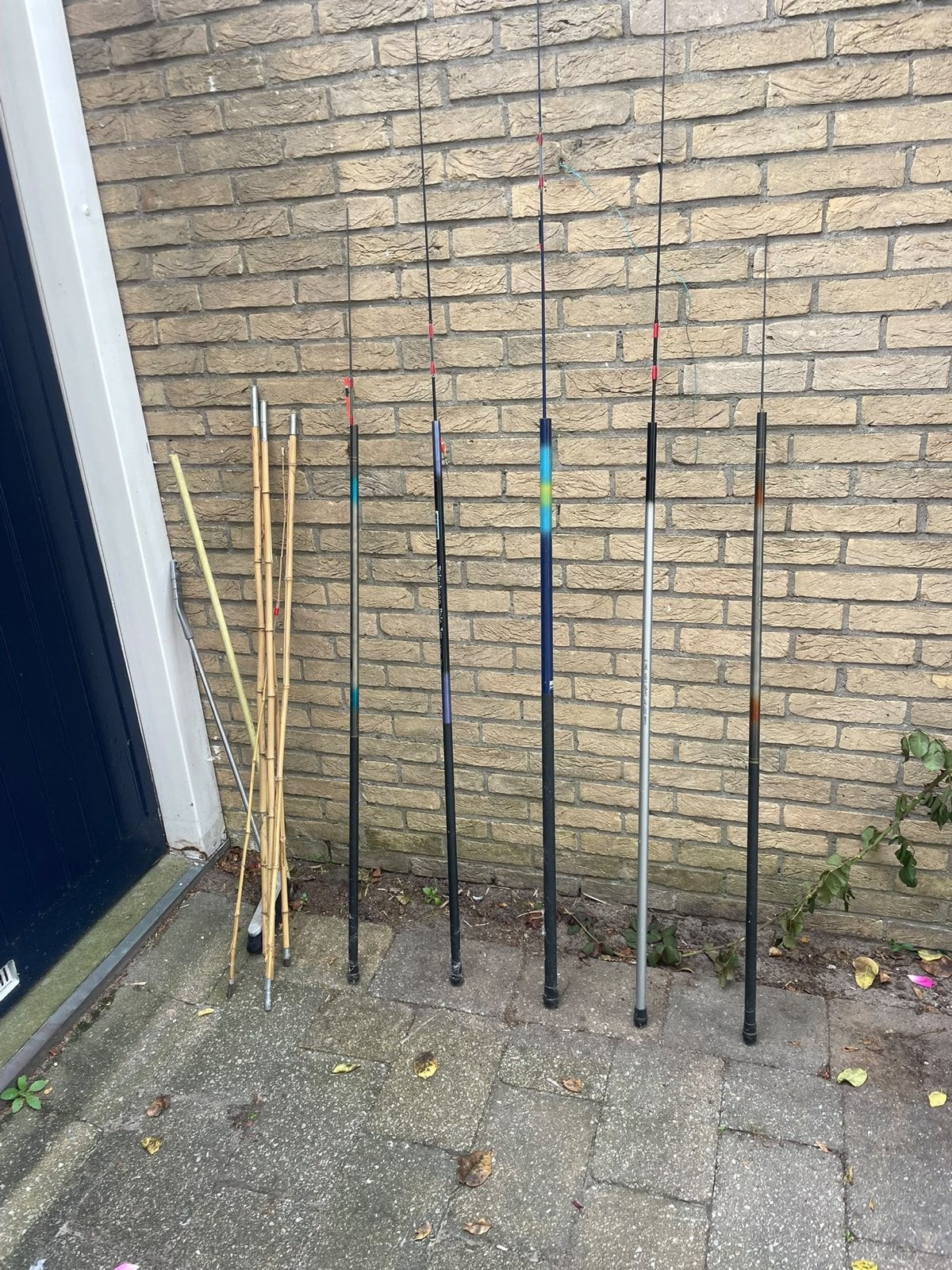 Diverse hengels te koop (3 grote + bamboe), Ophalen, Gebruikt, Complete hengel
