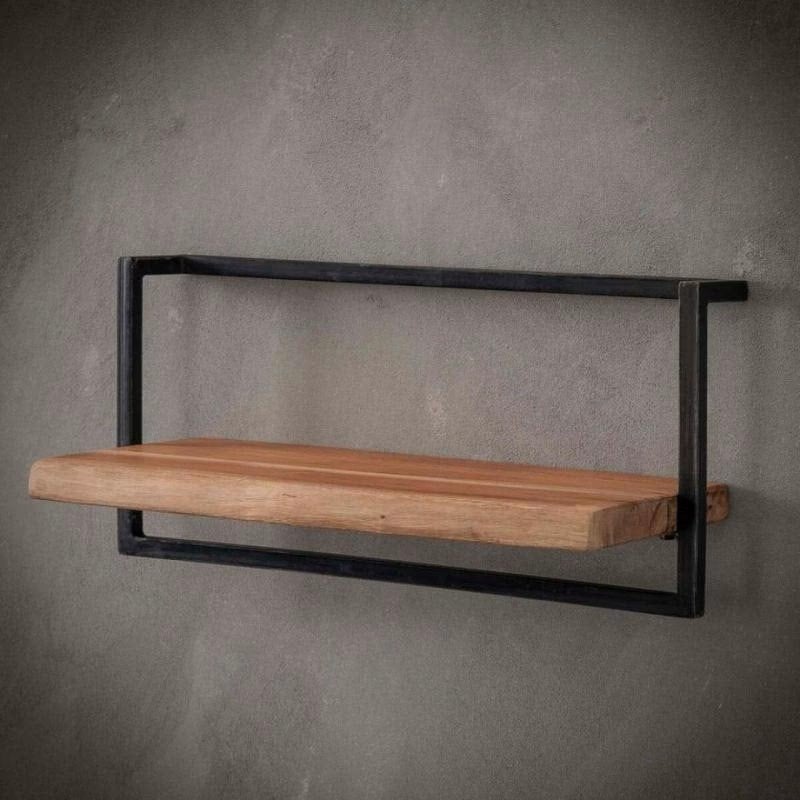 Wandplanken industrieel design met hout en metaal, Ophalen of Verzenden, Zo goed als nieuw