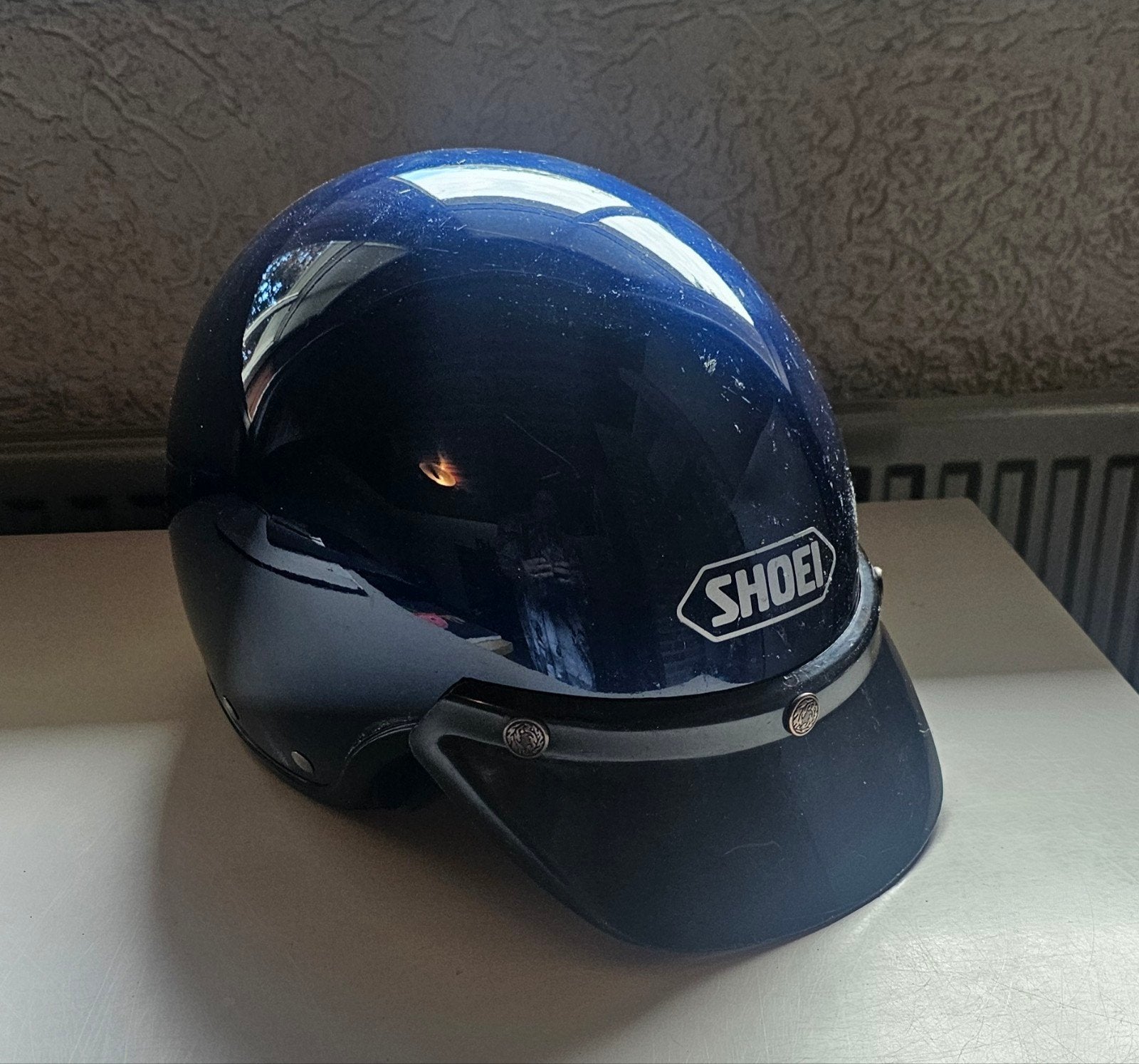 Shoei motorhelm, maat S (55-56cm), blauw, Ophalen, Tweedehands, Overige typen, Shoei