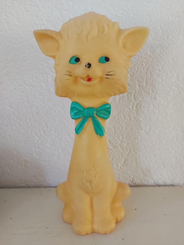 Vintage piepbeest (kat) Rubbertoys, Ophalen of Verzenden, Gebruikt