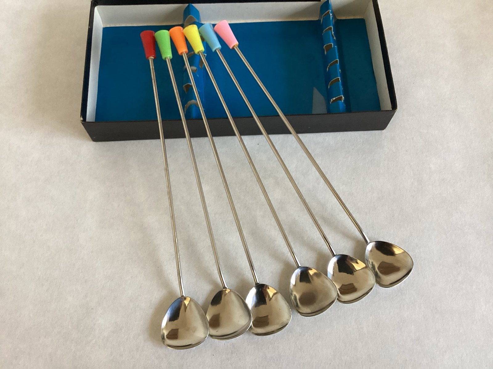 6 Vintage cocktaillepels ijslepels sorbetlepels latte lepels, Ophalen of Verzenden
