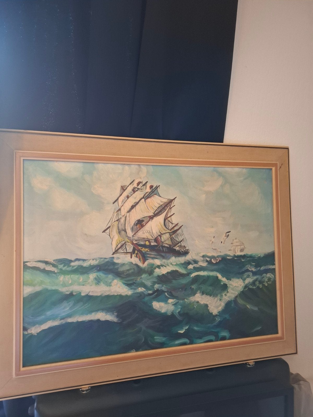 Klassiek Maritiem Schilderij – Olieverf op Doek (Scheepvaart, Ophalen, Maritiem / water, Ingelijst, Doek