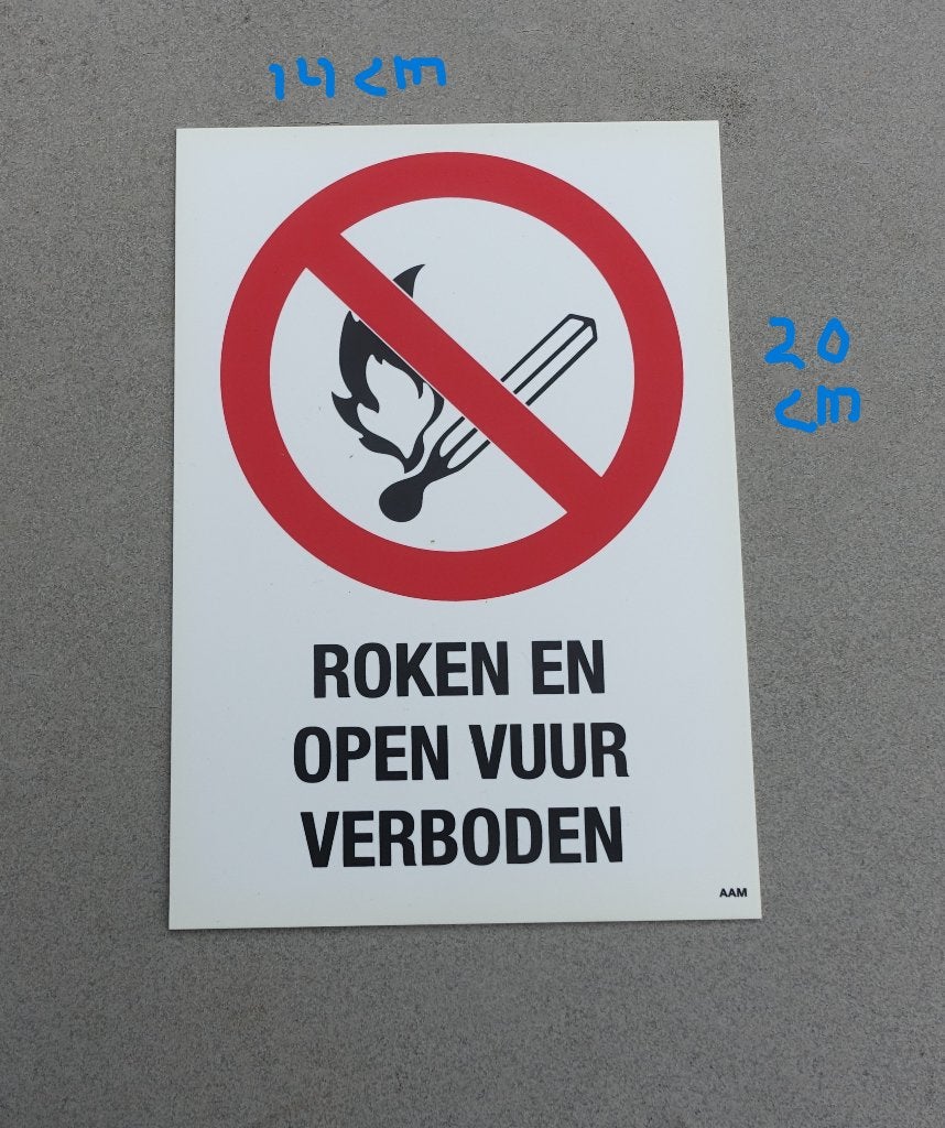 roken en open vuur verboden / verbodsborden 20x14 cm - nieuw, Ophalen of Verzenden, Nieuw, Overige materialen, Overige typen