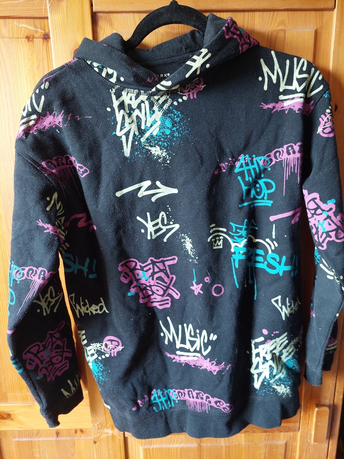 Graffiti hoodie zwart, Ophalen, Zo goed als nieuw, Jongen, Trui of Vest