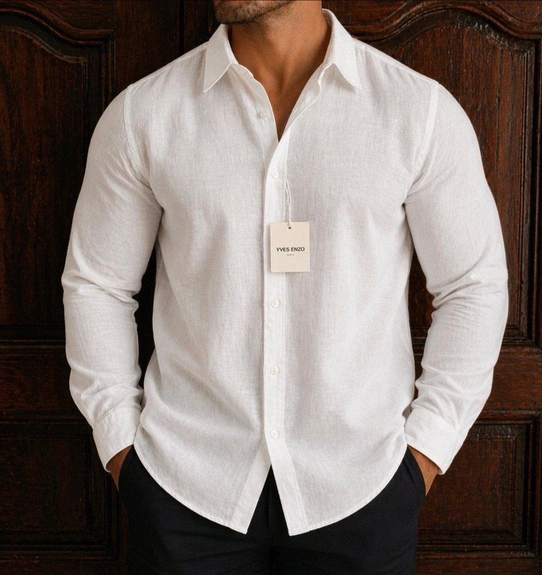 Prachtig Yves Enzo witte linnen overhemd XXL, Kleding | Heren, Yves Enzo, Wit, Nieuw, Ophalen of Verzenden
