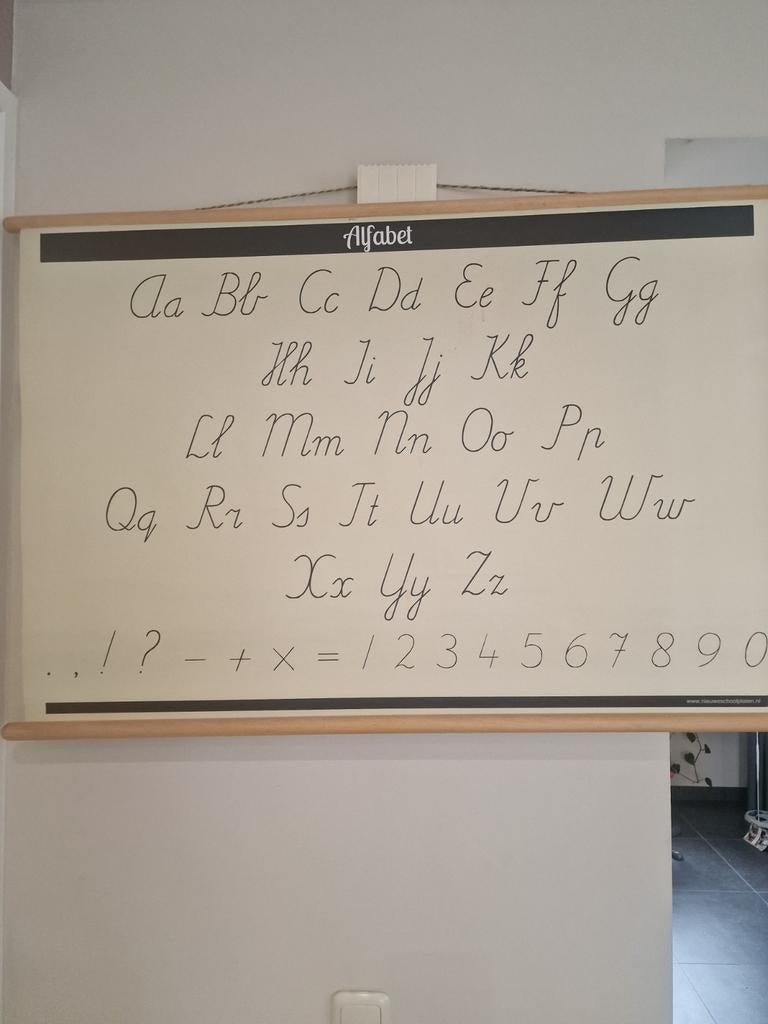 Vintage Schoolplaat Alfabet - Decoratieve Wandkaart, Ophalen of Verzenden