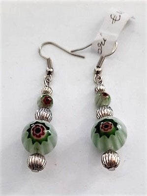 Mooie glazen millefiori oorbellen Murano Stijl (5378-361), Ophalen of Verzenden, Nieuw, Glas, Hangers