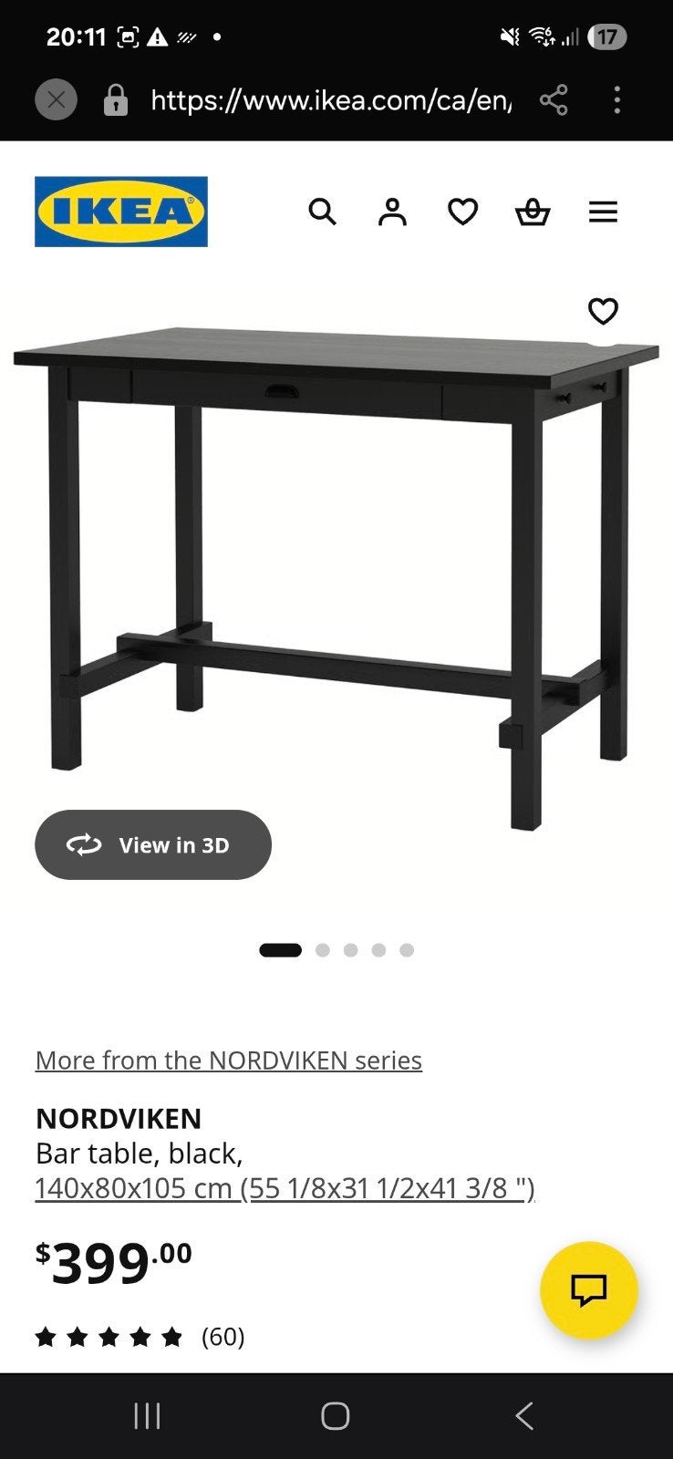 Nordvinken Bar / tafel ikea, Ophalen