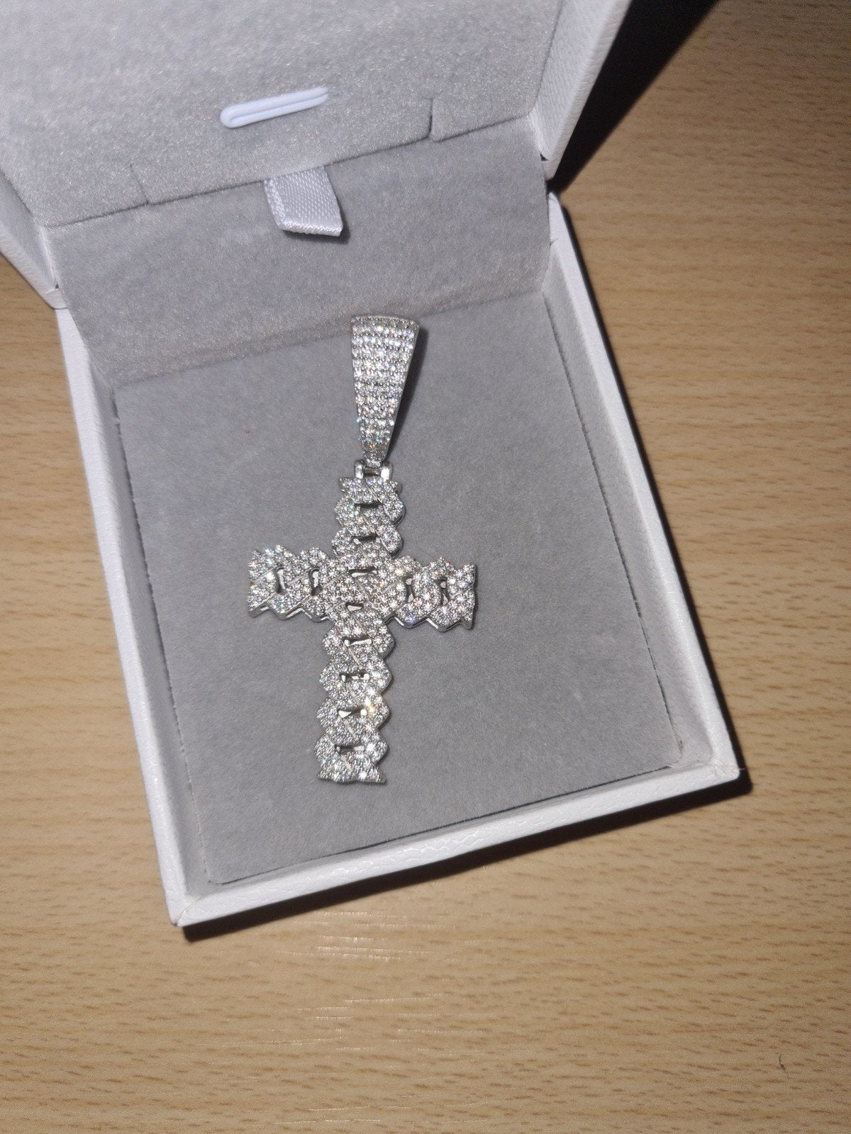 Zilver 925 Kruis Hanger met Moissanite en Certificaat, Ophalen, Nieuw, Zilver, Zilver