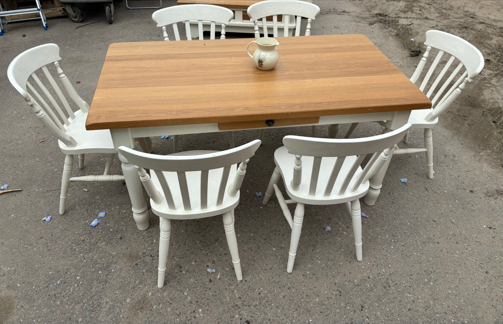 Landelijke eettafel met 6 stoelen, Gebruikt, Vijf personen of meer, Nvt, 150 tot 200 cm