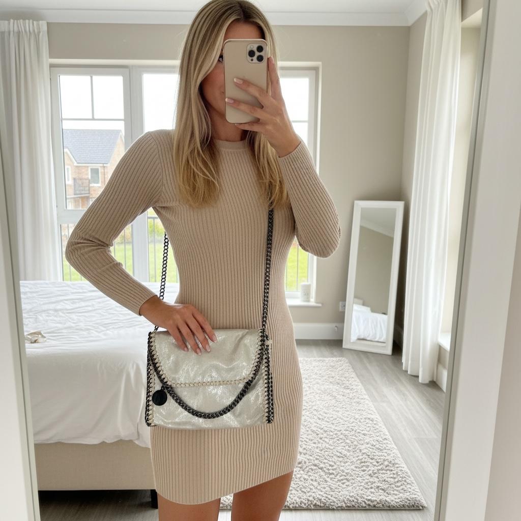 Zilver metallic schoudertasje Falabella bag, Ophalen of Verzenden, Nieuw, Zilver, Overige merken