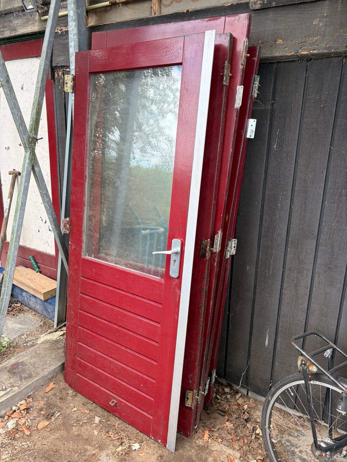 Partij deuren 5 stuks, Gebruikt, Schuur, Minder dan 200 cm, 1 raam