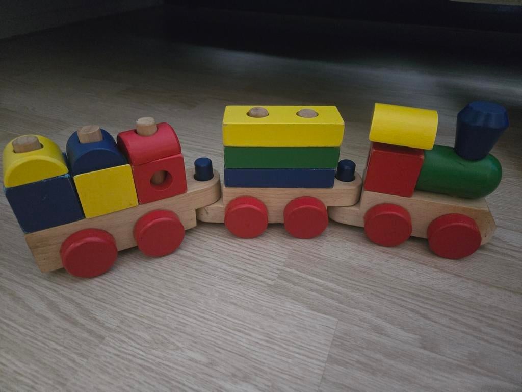 Zware houten trein met blokken, Ophalen of Verzenden