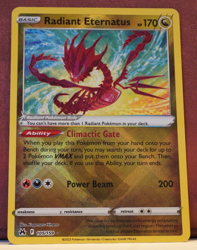 Radiant Eternatus Holo 105/159 Crown Zenith Pokèmon Kaart, Ophalen of Verzenden, Nieuw, Losse kaart