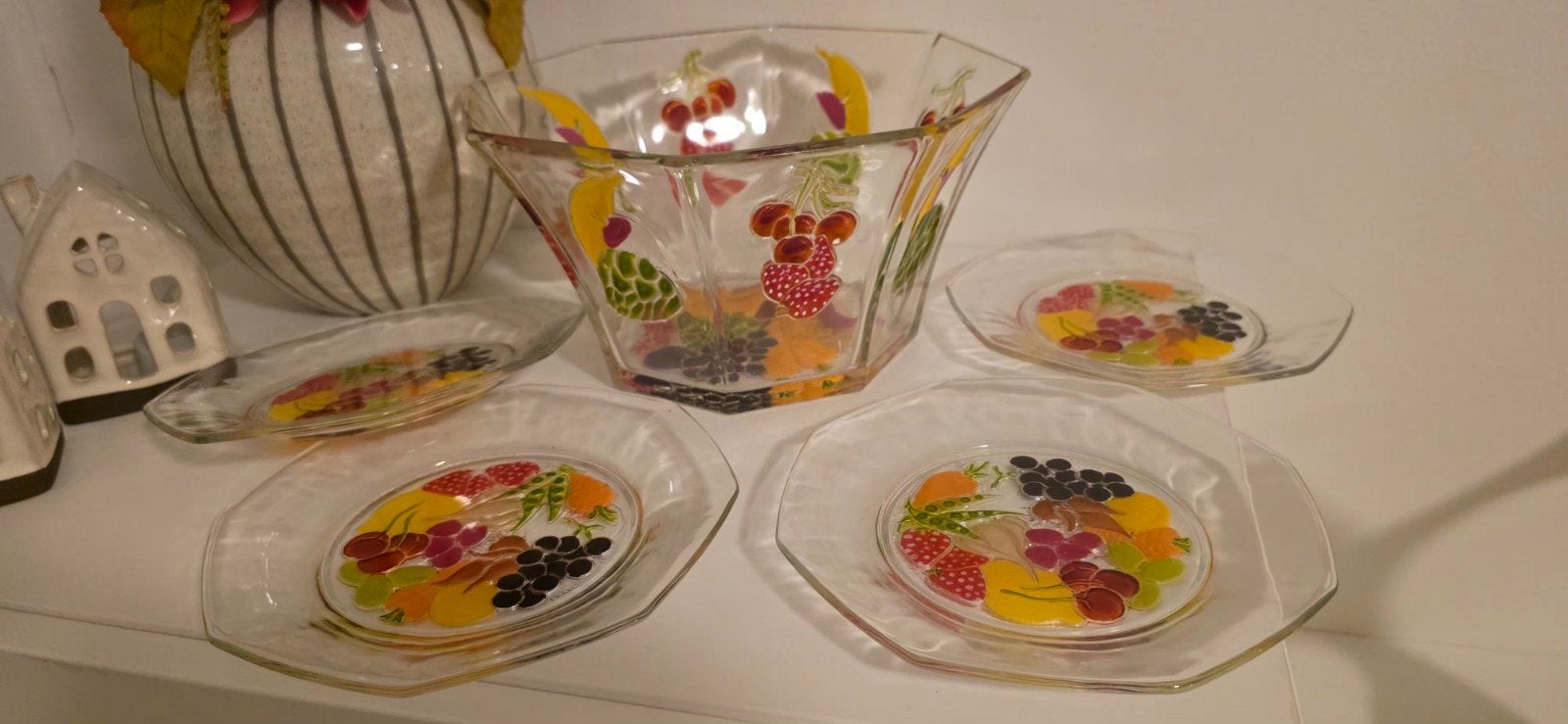 hand geschilderde schaal voor fruit met borden, Antiek en Kunst, Ophalen of Verzenden