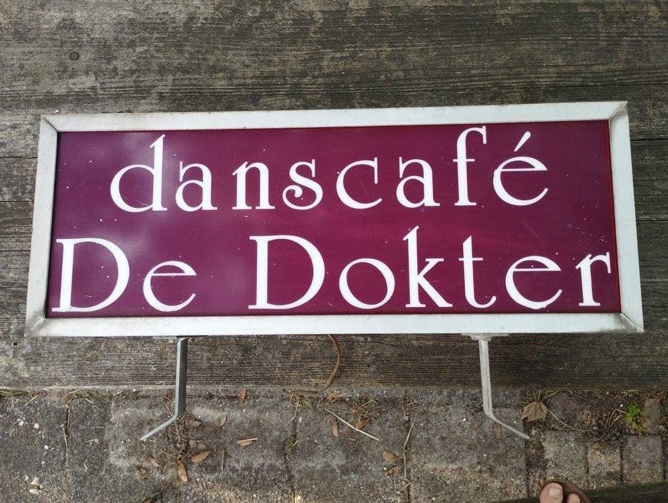 Vintage Lichtbak 'Danscafé De Dokter' - Uniek Reclamebord, Ophalen of Verzenden