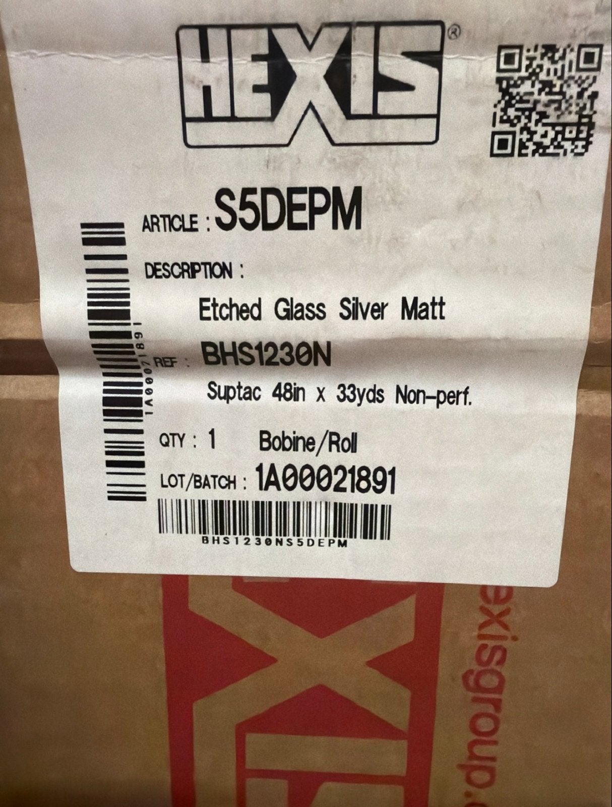 Hexis S5DEPM Etched Glass Silver Matt Folie - 48in x 33yds, Ophalen of Verzenden, Nvt, Nvt, Nvt