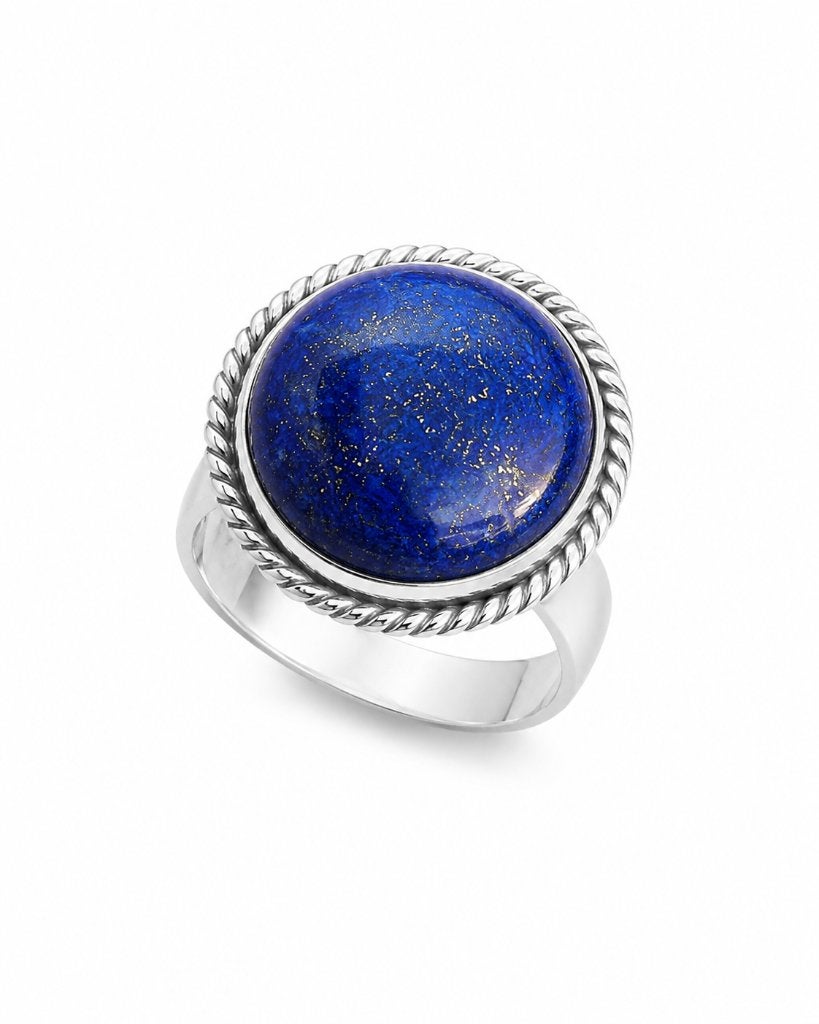 Lapis Lazuli Ring Zhi - Echt Zilver, Info@sacredstones.nl, 19 tot 20, Nieuw, Met edelsteen