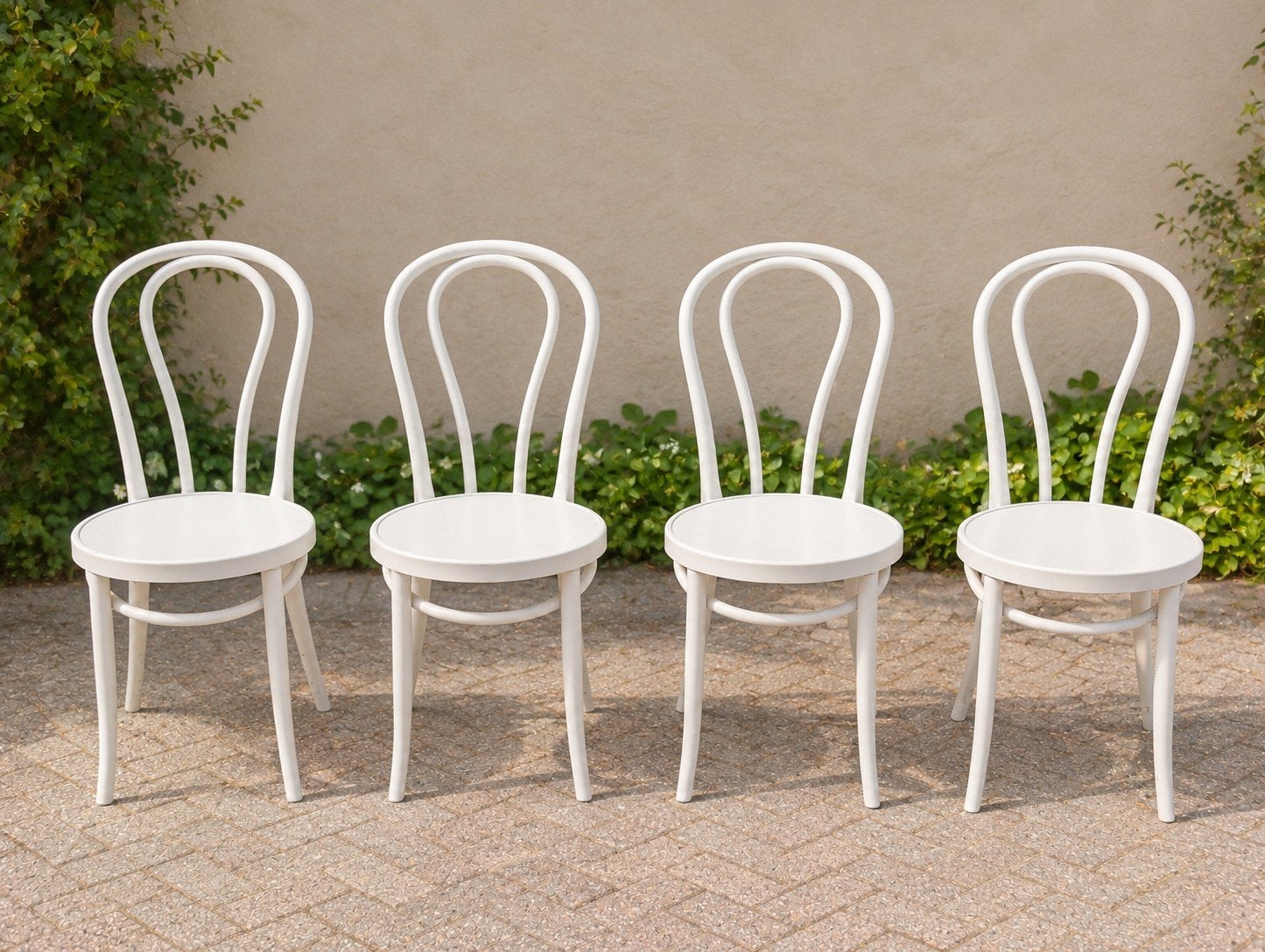 Set van 4 IKEA Ogla vintage tuinstoelen, wit kunststof, Ophalen of Verzenden