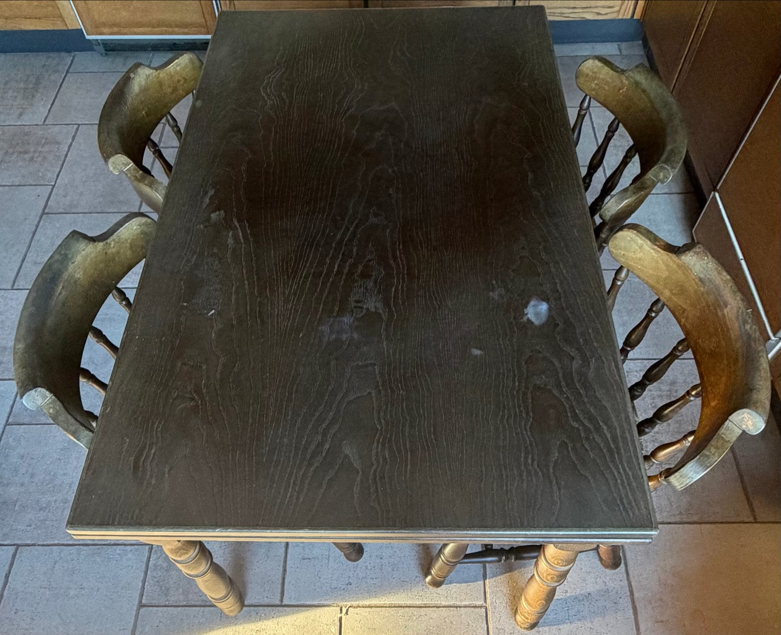 Antiek eikenhouten eettafel met 4 stoelen, Antiek en Kunst, Antiek | Meubels | Tafels, Ophalen