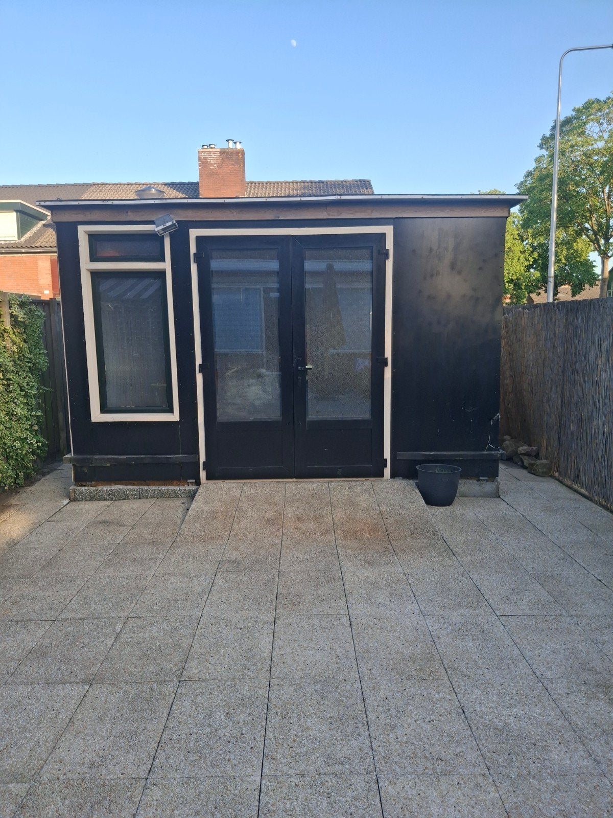 Schuur 4x3m met kozijnen en openslaande deuren, Ophalen, Gebruikt, 120 cm of meer, Buitendeur