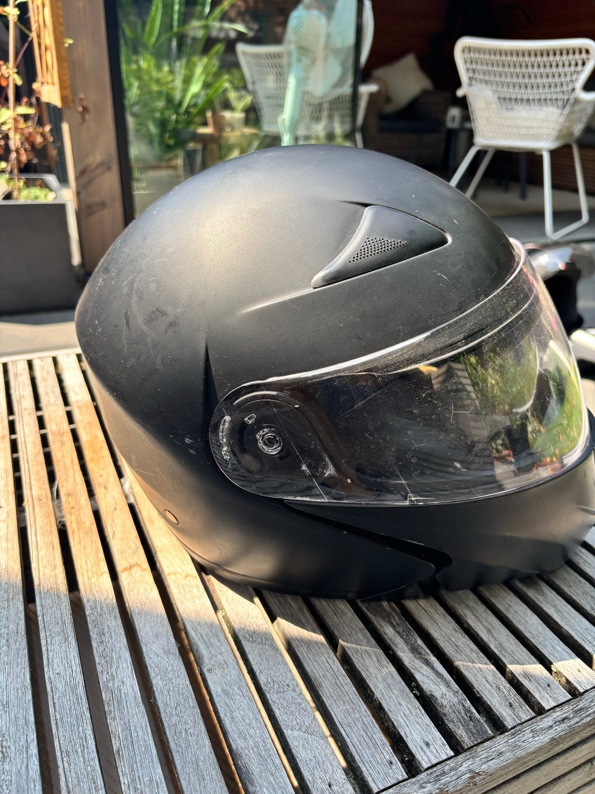Vito helm mat zwart met zonnevizier, M, Heren, Integraalhelm, Tweedehands