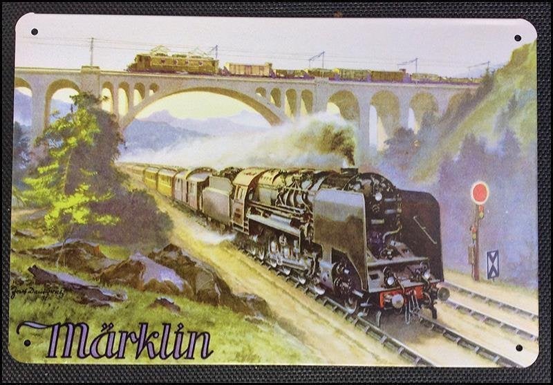 MARKLIN Metalen Reclamebord | Modeltrein poster trein retro, Wisselstroom, Verzenden, Märklin, Nieuw