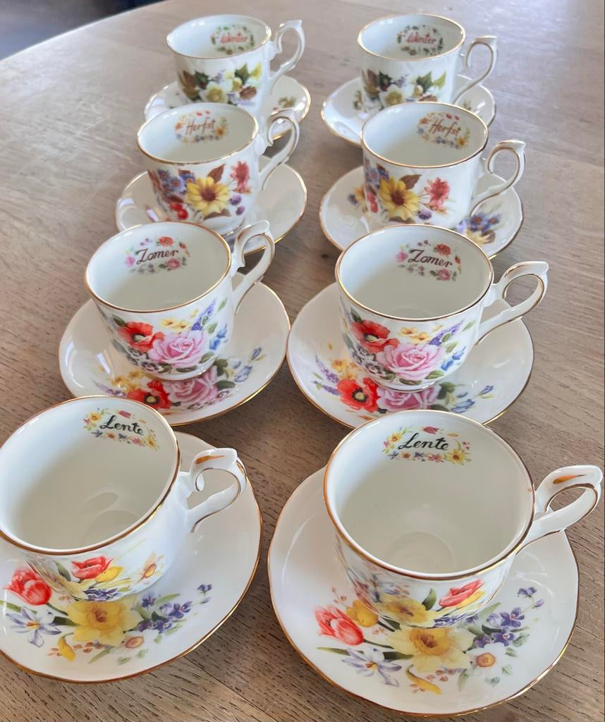 Duchess Fine Bone China Winter en Lente Kop en Schotel Set, Antiek en Kunst, Ophalen