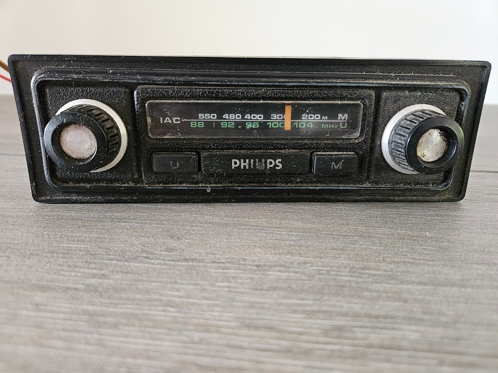Vintage Philips autoradio 12V negatief, Auto diversen, Ophalen of Verzenden, Gebruikt