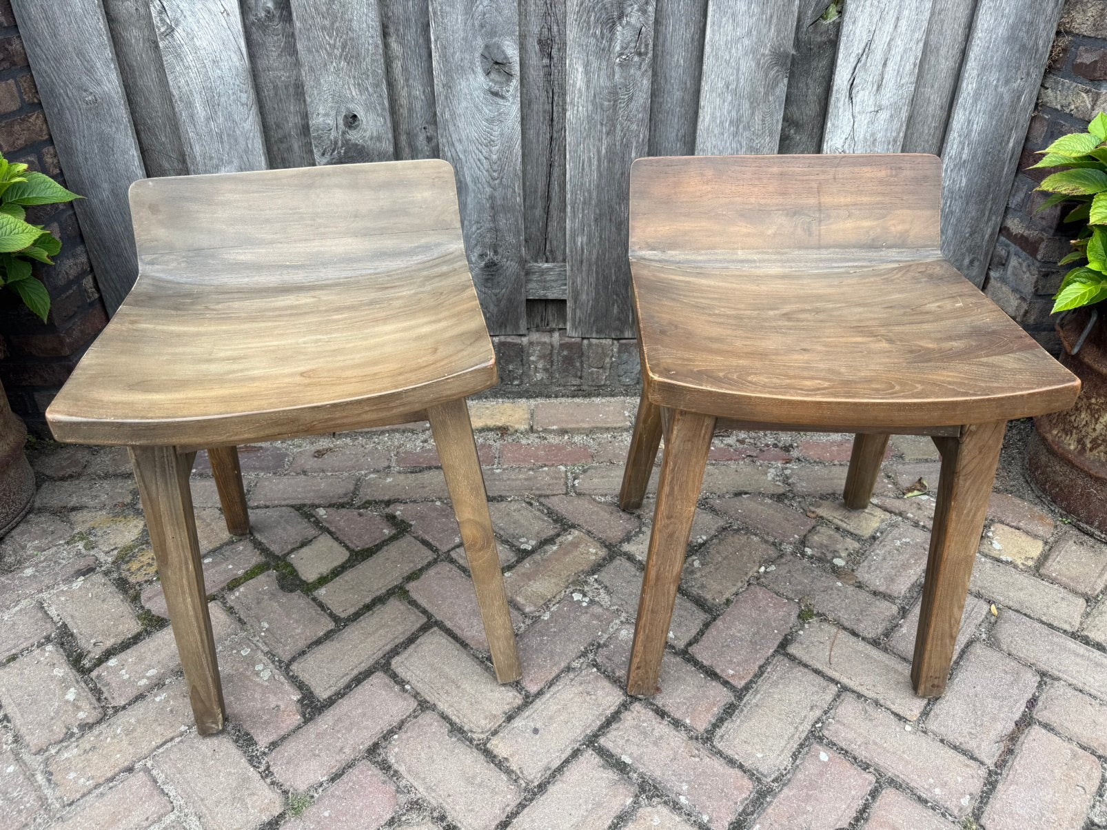 2 x Stoel/ kruk Fez teak Hoffz, Huis en Inrichting, Stoelen, Ophalen, Gebruikt, Twee, Bruin