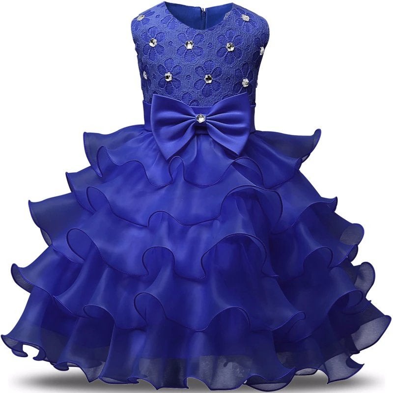Donkerblauwe meisjes bloemen glitter jurk prinsessenjurk, Verzenden, Nieuw, Meisje