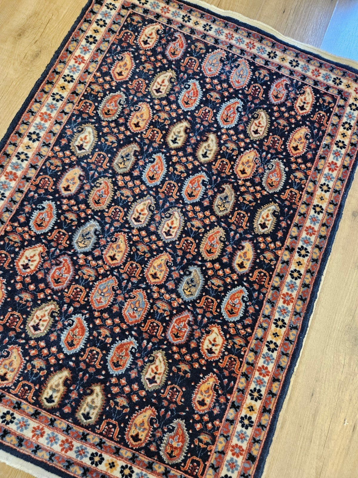 Vintage handgeknoopt oosters tapijt Hereke 115x81, Huis en Inrichting, Info@SlatsAntiek.nl, Tweedehands, 100 tot 150 cm, Perzisch