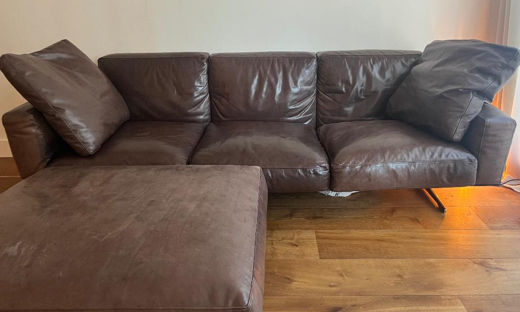 Flexform soft dream  + Ottoman, Ophalen, 75 tot 100 cm, Zo goed als nieuw, Rechte bank
