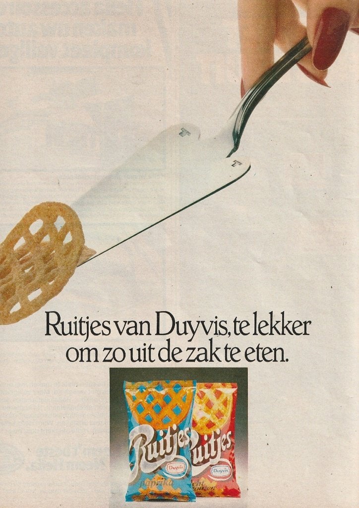 retro reclame 1978 Duyvis chips eet je niet uit de zak, Verzamelen, Retro, Verzenden, Overige typen