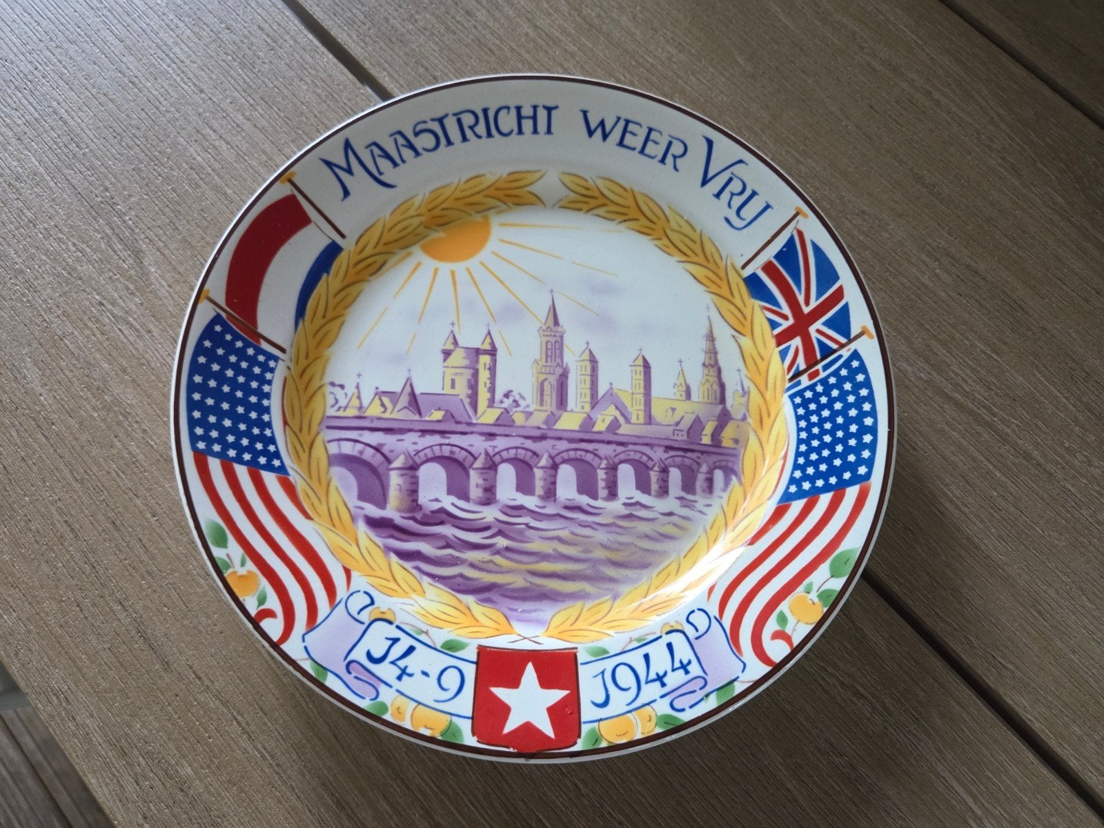 Maastricht weer vrij bord bevrijding 14-9-1944, Ophalen of Verzenden