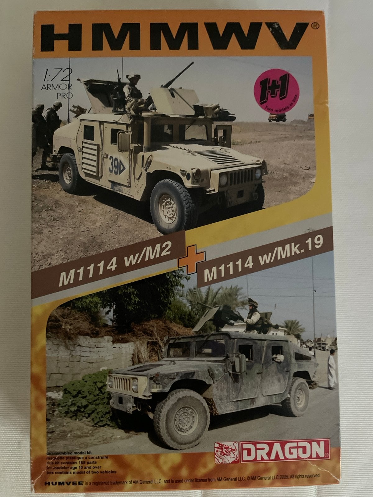 Dragon HMMWV M1114 w/M2 & M1114 w/Mk.19 modelbouwkit, 1:50 of kleiner, Auto, Nieuw, Ophalen